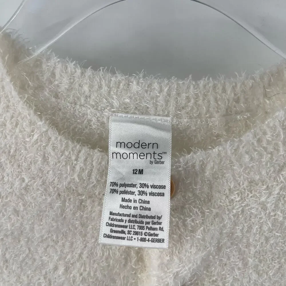 GERBER MODERN MOMENTS Baby Onesie 12 Months Faux Fur Fuzzy Comfy Unisex NWT